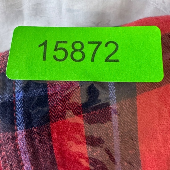 Old Navy Women's Large Red Plaid BOYFRIEND Button Up Flannel Shirt Casual Relax - Picture 16 of 16